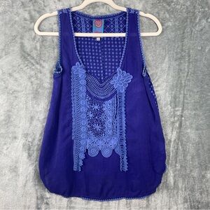 Johnny was sleeveless top purple women’s xs crochet embroidered BoHo‎ blouse